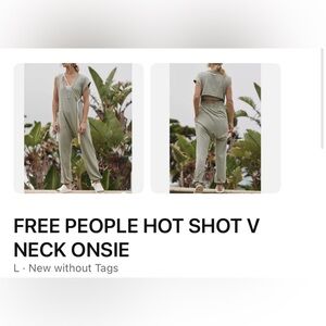 Free People Sage Green V-Neck Jumpsuit